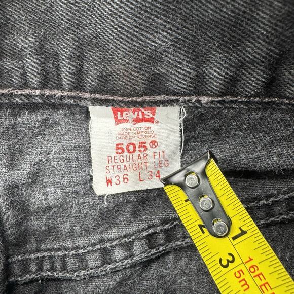 Vintage Levis Jeans Mens 36x34 Black 505 Straight Leg USA Made Y2K (FITS 34x32) - Picture 11 of 12